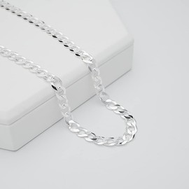Treasure Bay Italian Silver Curb Chain for Men and Women 6.2mm Solid 925 Sterling Silver Curb Chain (52)