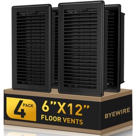 Floor Register Fits 6x12 and 12x6 Duct Opening - Heavy Duty Walkable Floor Vent Covers 4 Pack - High Airflow Adjustable HVAC Air Vent - Steel Rust-Proof Finish Vent Covers for Home & Office - Black