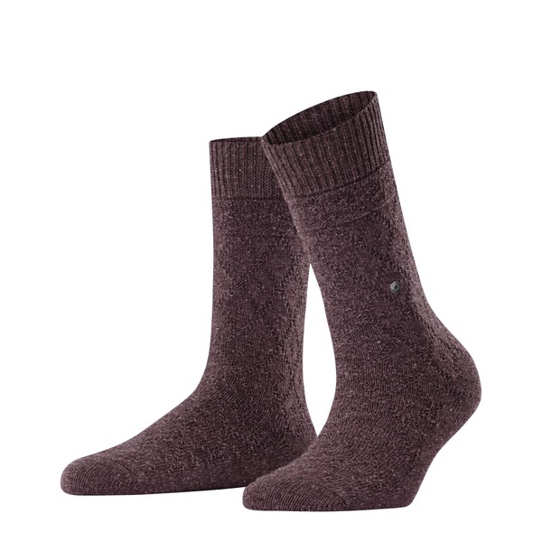Burlington Argyle Boot Socks Wool, Red (Bordo Melange 8279)