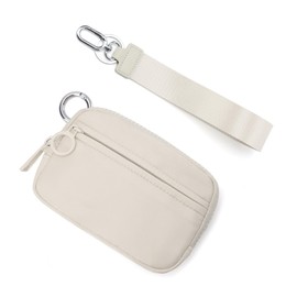 Didida The Iris Wallet Zip Card Case with Keychain Wristlet ID Window Purses for Women Wrist Lanyard, Beige