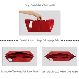 ZTUJO Purse Organizer Insert For Handbag & Tote Shaper,Tote Bag Organizer Insert For Speedy Neverful, 6 Sizes(Slender Large,Silky Red)