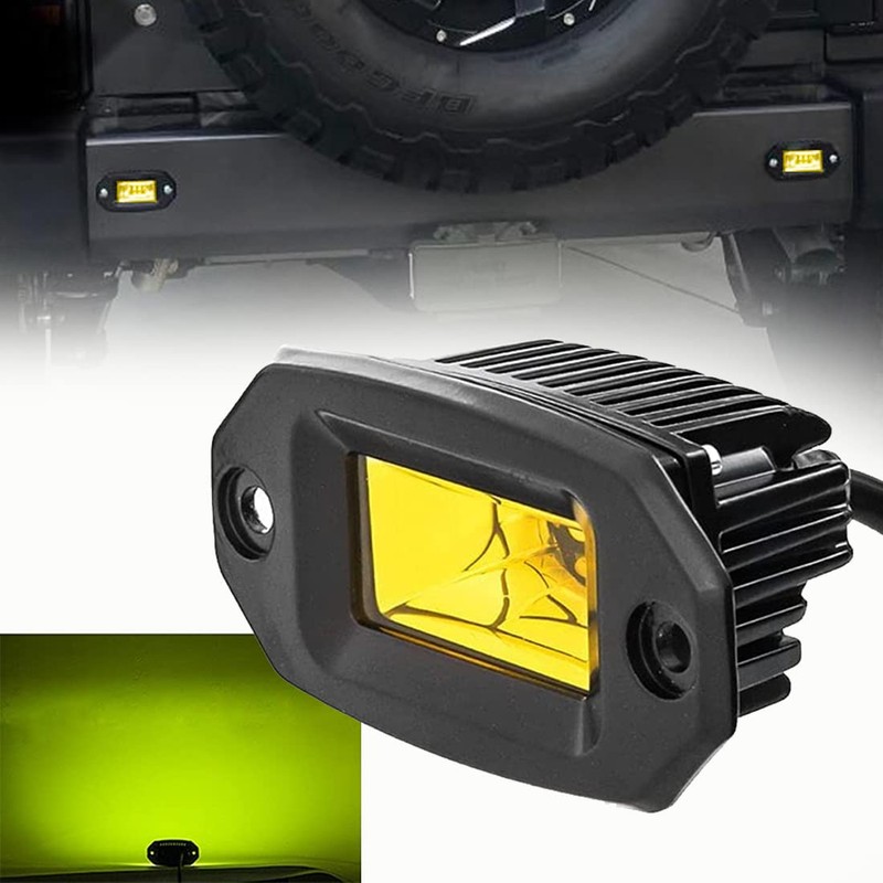 CLOWICSR 2 Pcs 20W 4 LED Work Light Yellow Recessed