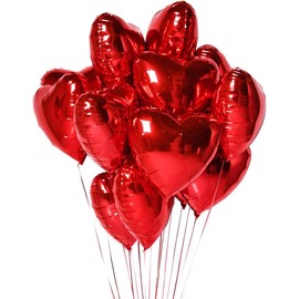 30pcs Valentine Heart Balloons, 18" Foil Heart Shaped Balloons For Valentines Day Wedding Engagement Party Decoration