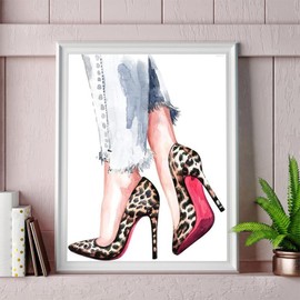 IPISSOI Fashion High Heels Diamond Painting Kits for Adult Children, Girl Shoes Full Diamond Painting Rhinestone Crystal Crafts Home Wall Decoration 12x16 inch