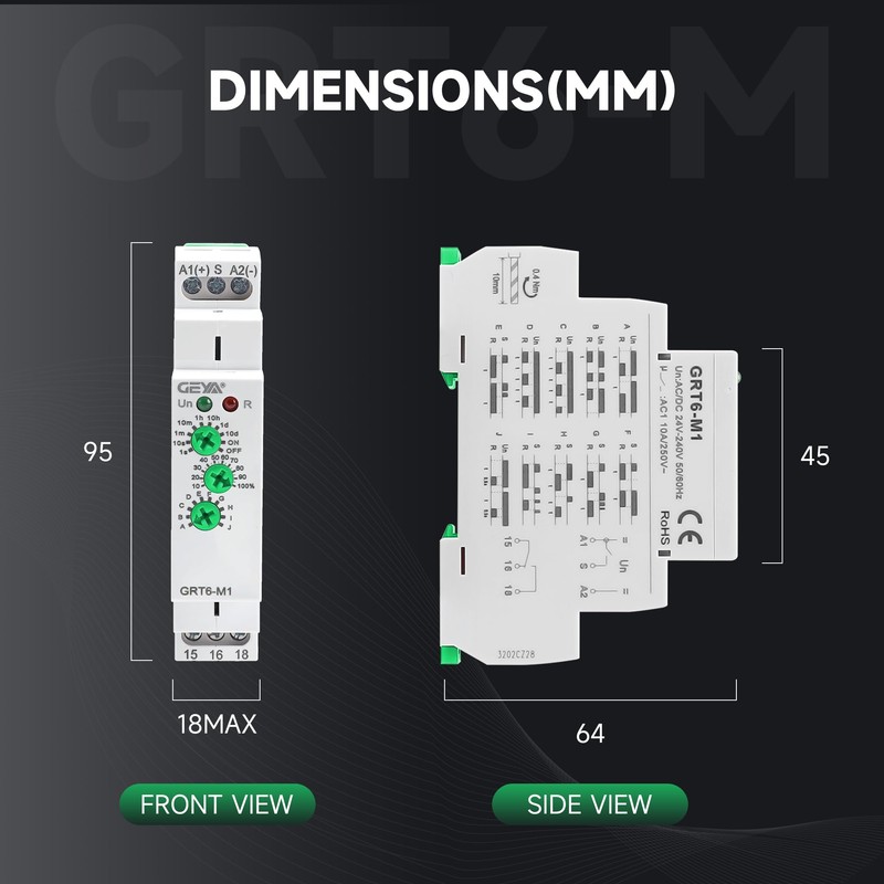 GEYA 10A Multifunctional Delay Time Relay 10 Function Choices AC/DC24V-240V