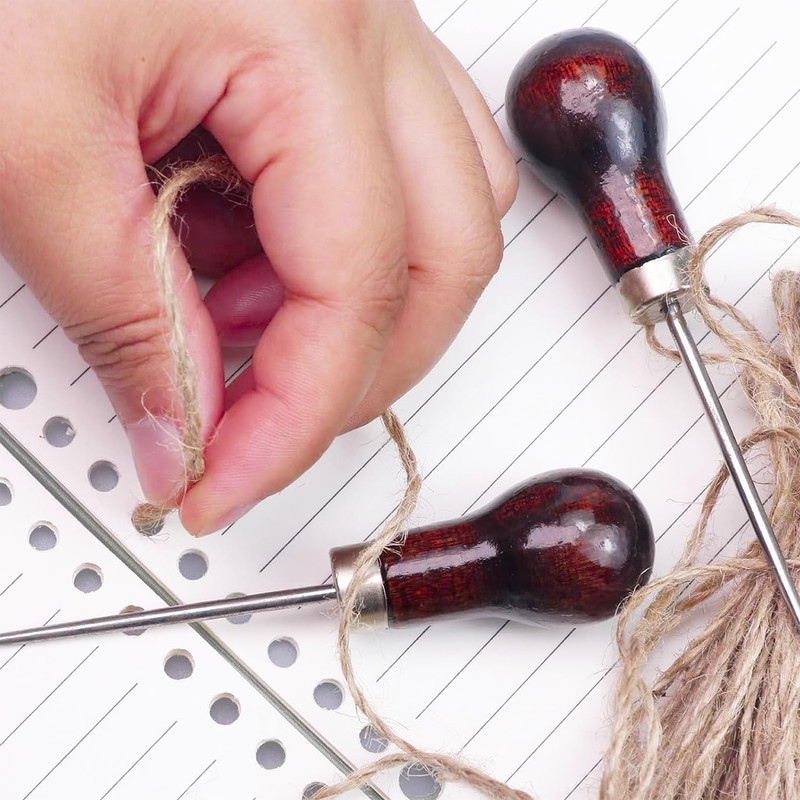 4 Pieces Wooden Handle Awl Tailors Awl Leather Sewing Tool