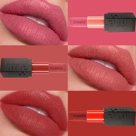 Set De 3 Labiales De Satén Aterciopelado Para Mujer, De Larga Duración (24 Horas), Resistentes Al Agua, Con Tinte Labial, Ideales Para Regalar. Incluye Bálsamo Labial De Alta Pigmentación.
