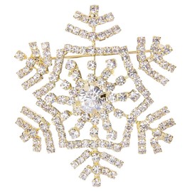 EVER FAITH Women's Austrian Crystal Elegant Winter Snowflake Flower Brooch Pin Clear Gold-Tone
