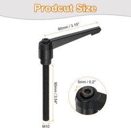 sourcing map 2Pcs M10 x 90mm Adjustable Knobs Handle Male Thread Push Button Ratchet Quick Release Locking Rotating Bolt for Lathe Machinery, Black