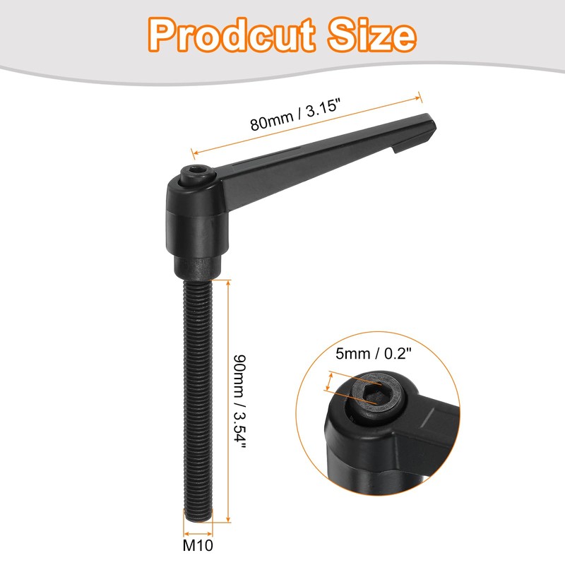 sourcing map 2Pcs M10 x 90mm Adjustable Knobs Handle Male