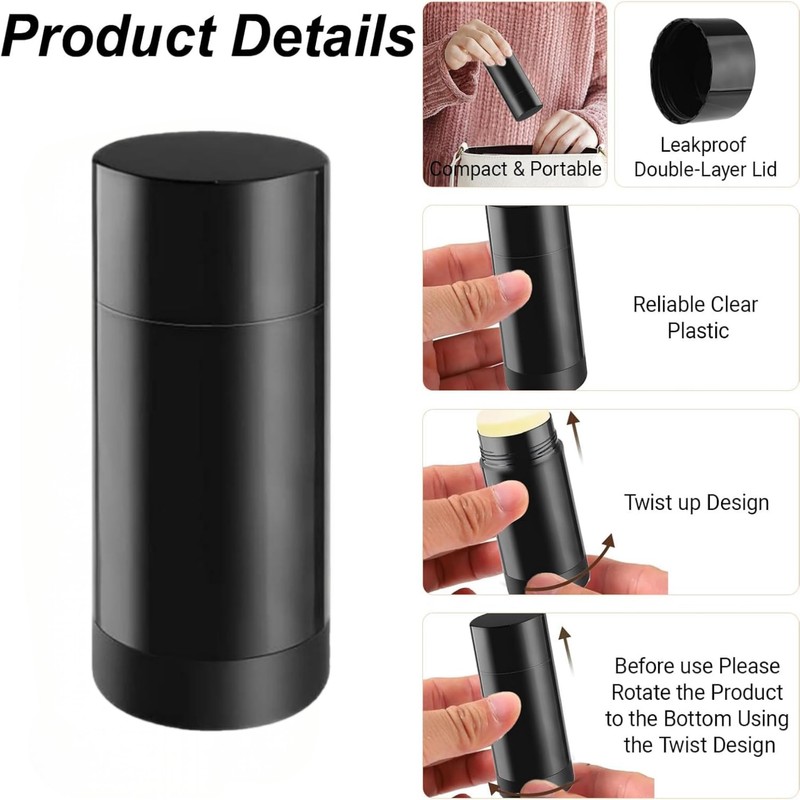 10 Pcs Empty Deodorant Containers 2.5 oz/75 ml Twist Up