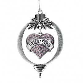 MadSportsStuff Gymnast Christmas Ornament with Crystal Gymnastics Heart Charm