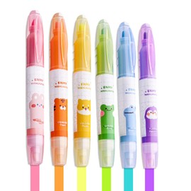 CEJAS Pack of 6 Highlighters, Erasable, Magic Highlighters, Double Tip for Marking and Erasing, Bible Marker Pens for Children, Adults, Students, School, Office Supplies