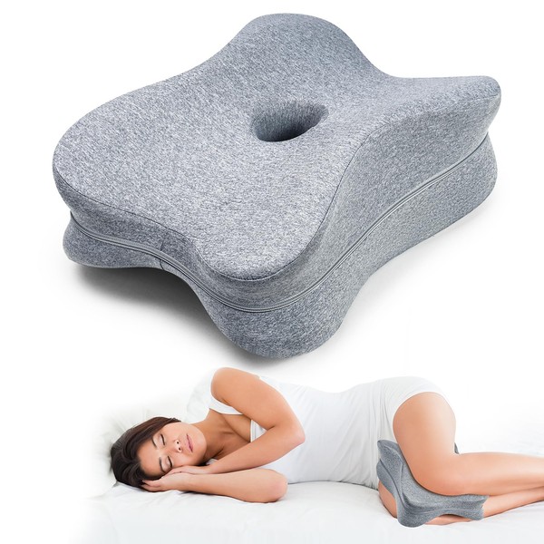 Thick Mid Knee Pillow for Side Sleeper Contour to Thigh