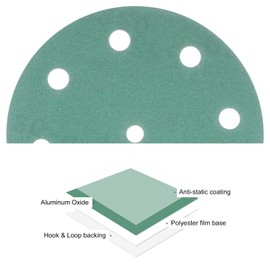 Kozelo 25pcs Green Film Sanding Discs - [5 Inch 220 Grits 9 Hole ] Round Aluminum Oxide Hook & Loop Wet Dry Sander Pads for Wood Metal Polishing Use| Zirconium Corundum Sandpaper