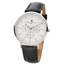 Genuine SalvatoreMarra SM22102-SSWH Wristwatch, Waterproof, Date Display, Leather Strap, SSWH, Simple