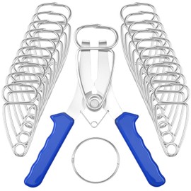 23PCS Miter Spring Clamps Kit for Woodworking 1PC Spring Loaded Pliers with 21PCS Miter Clamps for Picture Frames,Wood Trim,Moldings with 1 Storage Ring (Blue)