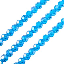 Bestewelry 4 Strands Clear Glass Beads Round Crystal Beads Loose Spacer Faceted Beads for Bracelet Necklace Jewelry Making 4 Strands Dark Blue