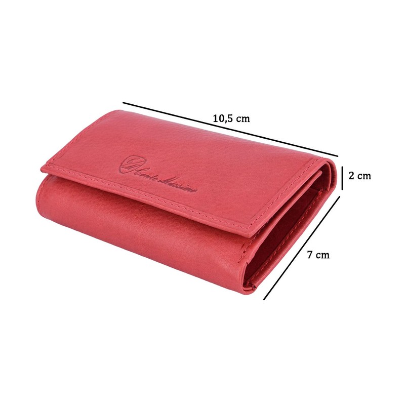 Conte Massimo Man Woman Keyring Genuine Leather, Red with bag
