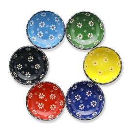 Elyese Ceramic Small Dipping Bowls Set of 6, 2.5 Oz Soy Sauce Dish, Handmade Charcuterie, Colorful Pinch, Dishwasher & Microwave Safe Sauce, Mini Bowls