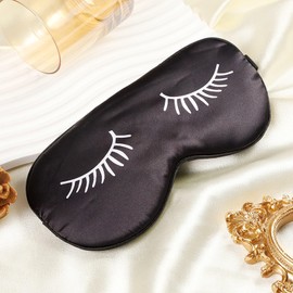 Eyelash Silk Sleep Mask with Elastic Band, Eye Mask for Sleeping, Breathable Sleeping Blindfold for Travel and Nap for Girls, Boys, Women, Men (Black)