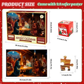 Advent Calendar 2024 Nativity Jigsaw Puzzle - 1008 Pieces Puzzle 24 Days Christmas Countdown Calendar, Christmas Gifts for Adults and Kids, Home Decoration 27.6in x 19.7in