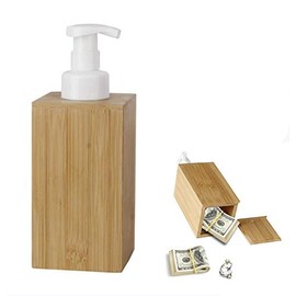 Natural Bamboo Foaming Liquid Soap Dispenser 250ml (8.4oz) Diversion Safe Box Can Safe to Hide Jewelry or Valuables with Discreet Secret Removable Lid