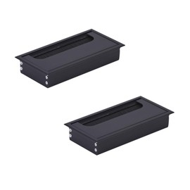 HOOZ 2 x Cable Grommet Desk, 160 mm Aluminium Cable Pass with Brush Seal, Cable Guide Table for Table, Office, Worktops, Cable Duct for Furniture and Desk (Rectangular)