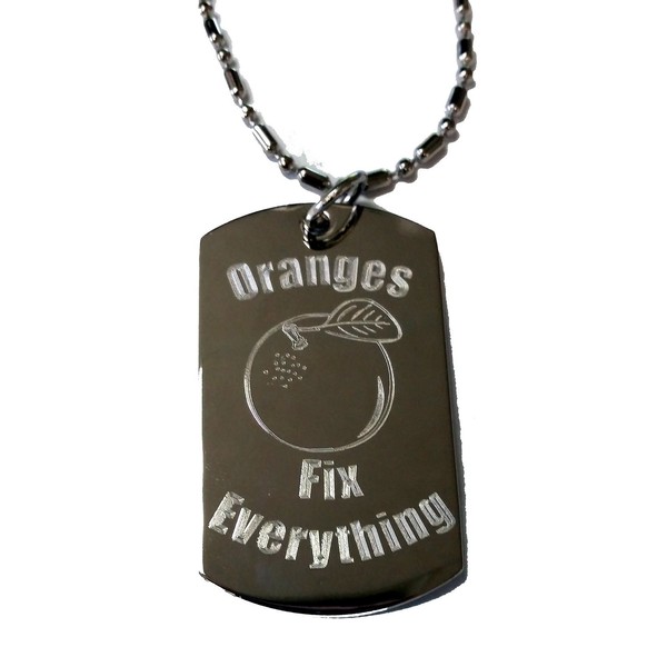 Hat Shark Oranges Fix Everything - Luggage Metal Chain Necklace Military Dog Tag