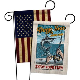 Breeze Decor Tours Garden Flag Pack Sports Outdoor Camping Fish Dock Lure Entertainment Activity Physical Vintage Applique House Decoration Banner Small Yard Gift Double-Sided, Made in USA