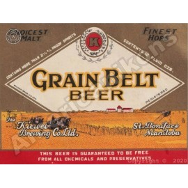 Grain Belt Beer New Metal Sign: Kiewel Brewing - St. Boniface - Manitoba, Canada
