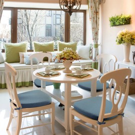 BUYUE Luxury 100% Pure Memory Foam Chair Cushion 1 Pack, Jacquard 16" U-Shape Comfortable Dining Chair Pad, Removable Slip Resistant Kitchen Chair Seat Cushion, (1 Piece, Sky Blue)