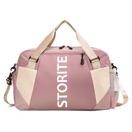 Storite Nylon 47 Cm Travel Duffle Bag, Sports Shoulder Bag for Women with Wet Pocket & Shoe Compartment Weekender Overnight Luggage Bag (Pink,47x20x28 cm), Pink, Travel bag