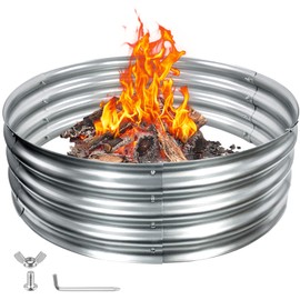 Meyoppm 36 Inch Outdoor Round Fire Pit Ring, Galvanized Steel Fire Ring, Large Fire Pits for Outside,Camping, Bonfire (3x3x1FT)