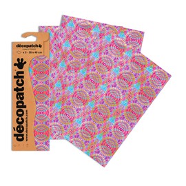 Decopatch Papers 395 x 298 mm Circle Pattern, Pack of 3, Pink/ Turquoise/ Purple
