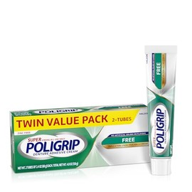 Super Poligrip fórmula original sin zinc, crema adhesiva para dentaduras, 2.4 onzas (paquete de 2)