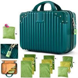 Dansydaisy Adult Game Toy Storage Organizer Case and 9 Pcs Toy Storage Bags, Reusable Organizer Case Lock Box for Women and Men, 3 Sized Bag for Home (Dark Green)