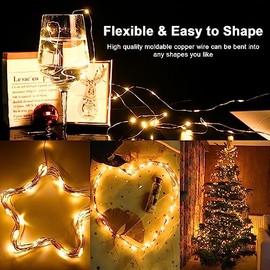 cshare Solar Lights Outdoor Garden,Cshare Total 200LED 2x10M Solar Fairy Lights Copper Wire 8 Modes Waterproof String Lights for Yard,Christmas Tree,Garden,Bedroom,Gate Indoor/Outside Decorations(Warm White)