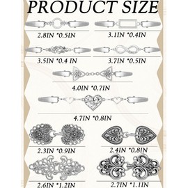 Akeoqi 10Pcs Vintage Sweater Shawl Clips Retro Cardigan Swirl Cape Cloak Collar Clasps Hearts Flowers Geometric Patterns Brooches Dress Jackets Shirt Waist Cincher for Women Men Silver Plated