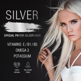 NAVIR Professionell | Silbershampoo und maske SILVER | Toner für graue, blonde und blondierte Haare (Shampoo 300 ml + Maske 250 ml)