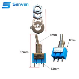 senvenelec 14pcs car mini toggle switch,SPDT 6A 125V AC ON-ON 2 digit 3 pin, for cars, truck, boat, instrument panel, electrical modification