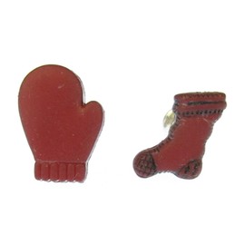 Miniblings Gloves and Warm Sock Stud Earrings Winter Snow Christmas Red Handmade Fashion Jewellery I Earrings Stud Earrings, Plastic