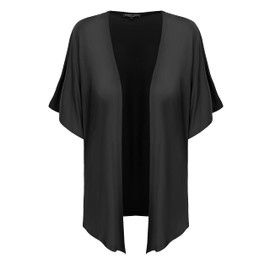 Urban CoCo Women's Lightweight Short Sleeve Kimono Cardigan Casual Dolman Coat Loose Cover Ups (Black, L)