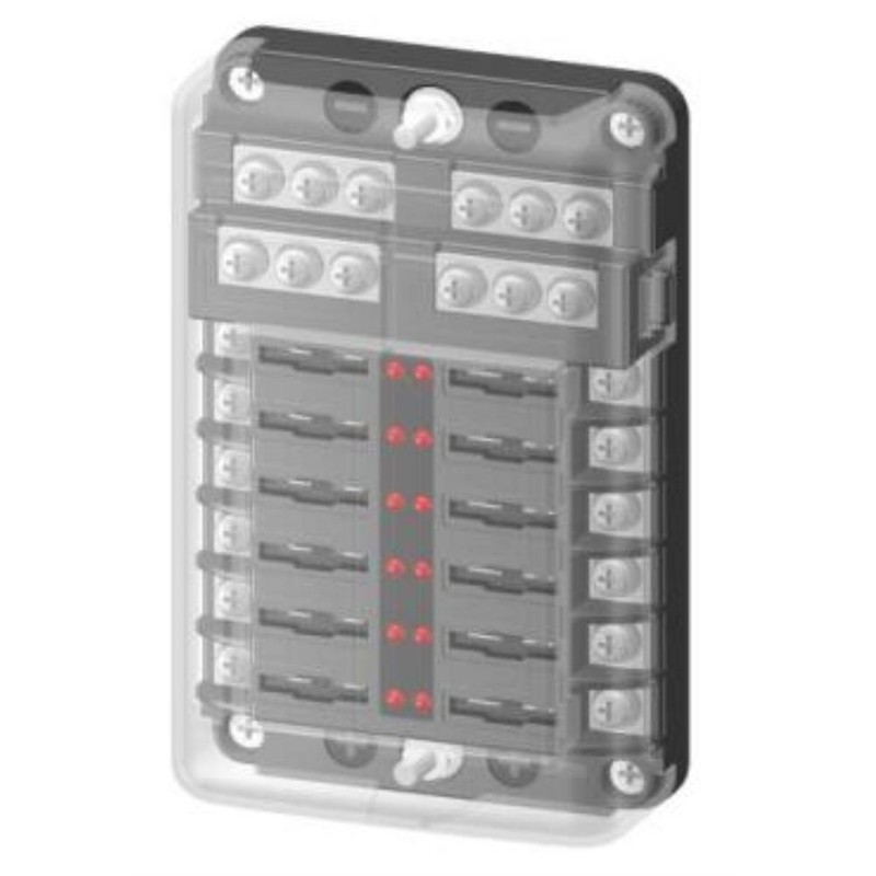 12 Way Fuse Box with Negative Terminals and Fuse Wire