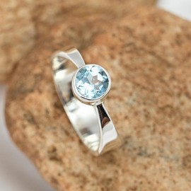 JEWELSTREZORO Blautopas Edelstein Band Ring 925 Sterling Silber Ring Männer & Frauen Band Ring Alle Größen Band Ring Handgefertigt TSR124D_66 (21.0)