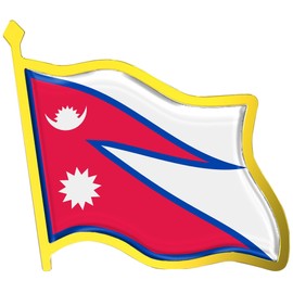 Nepal Flag Lapel Pin - Enamel Metal National Badge | World Travel Souvenir Gifts for Men & Women | Country Flag Patriotic Brooch Bulk Pack of Pins for Hat, Tie, Clothes, Backpack (1pc)