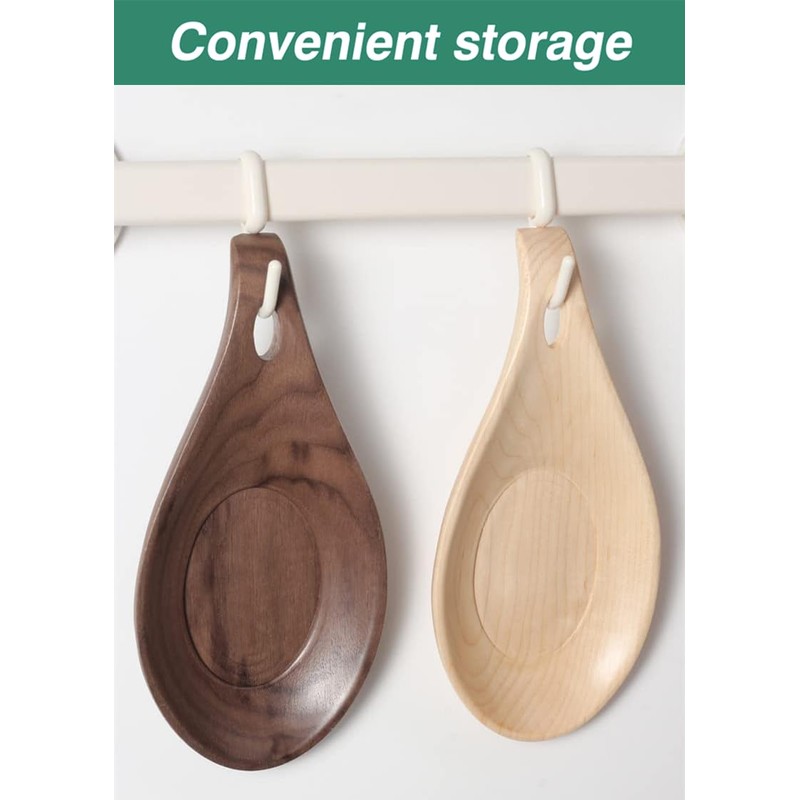 Spoon Rest Non-Slip Spoon Holder, Wooden Spoon Rest, Kitchen Accessories