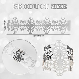 Whaline 100pcs Snowflake Paper Napkin Rings Winter Christmas Silver Disposable Napkin Holder for Weddings Holiday Restaurant Catering Services Table Decoration, 6.5 x 1.9 Inch