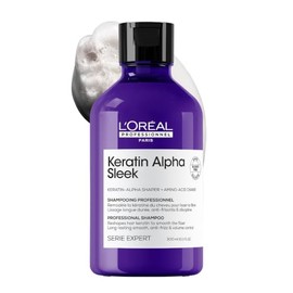 L'Oréal Professionnel Keratin Alpha Sleek Shampoo Profesional | Sin sulfatos | Para 2 semanas de control de frizz y suavidad | 300ml
