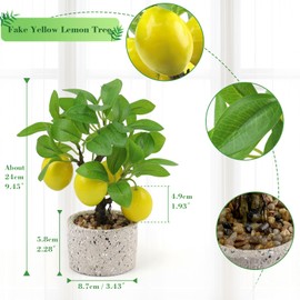 Woration Artificial Potted Plants Fake Yellow Lemon Tree Bonsai Decoration Faux Fruit Greenery with Pot Indoor for Home Office Living Room Table Ornaments